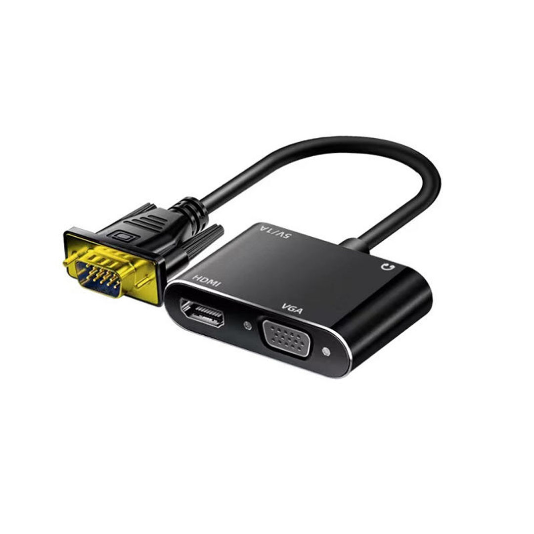 محول وموزّع VGA إلى HDMI وVGA مع الصوت