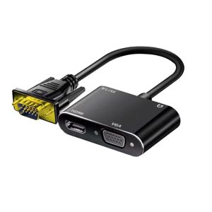 محول وموزّع VGA إلى HDMI وVGA مع الصوت