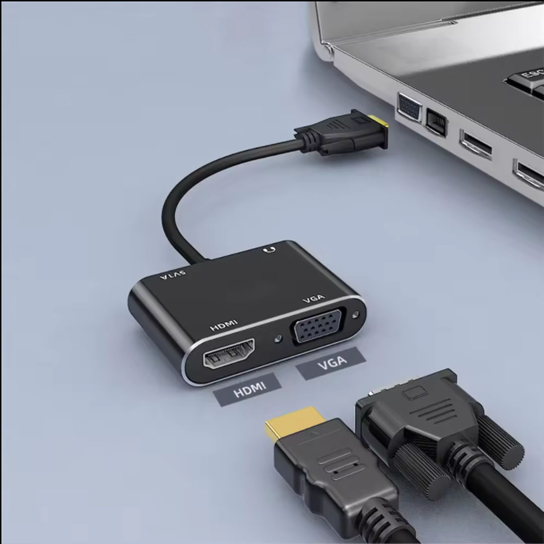 محول وموزّع VGA إلى HDMI وVGA مع الصوت
