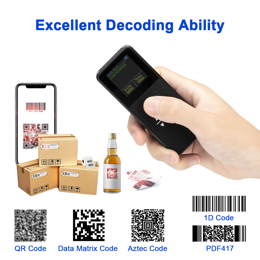 قارئ باركود محمول لاسلكي بلوتوث للكمبيوتر والأجهزة المحمولة 3100 - 1D 2D QR